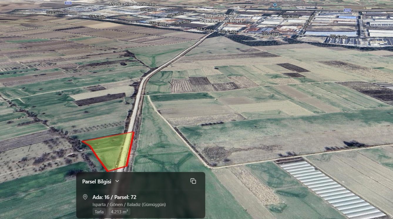 ısparta merkez gönen gümüşgün de satılık tarla - 4