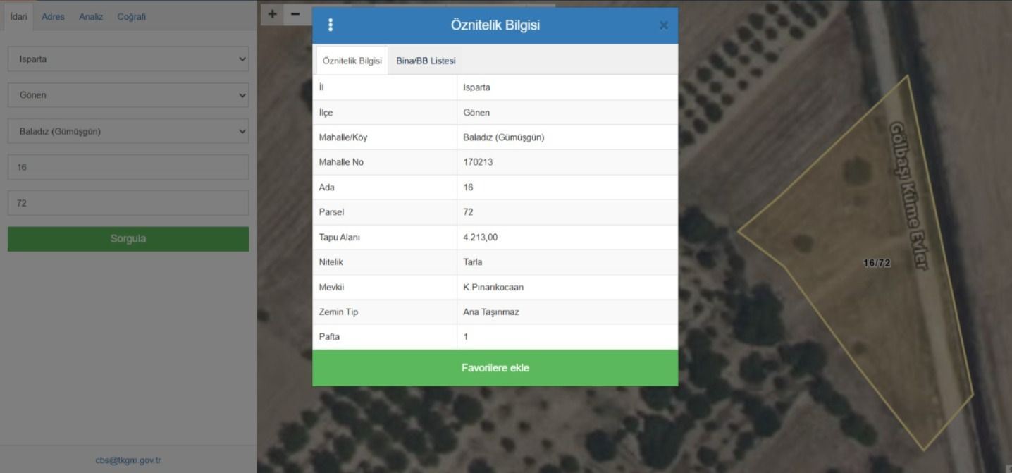 ısparta merkez gönen gümüşgün de satılık tarla