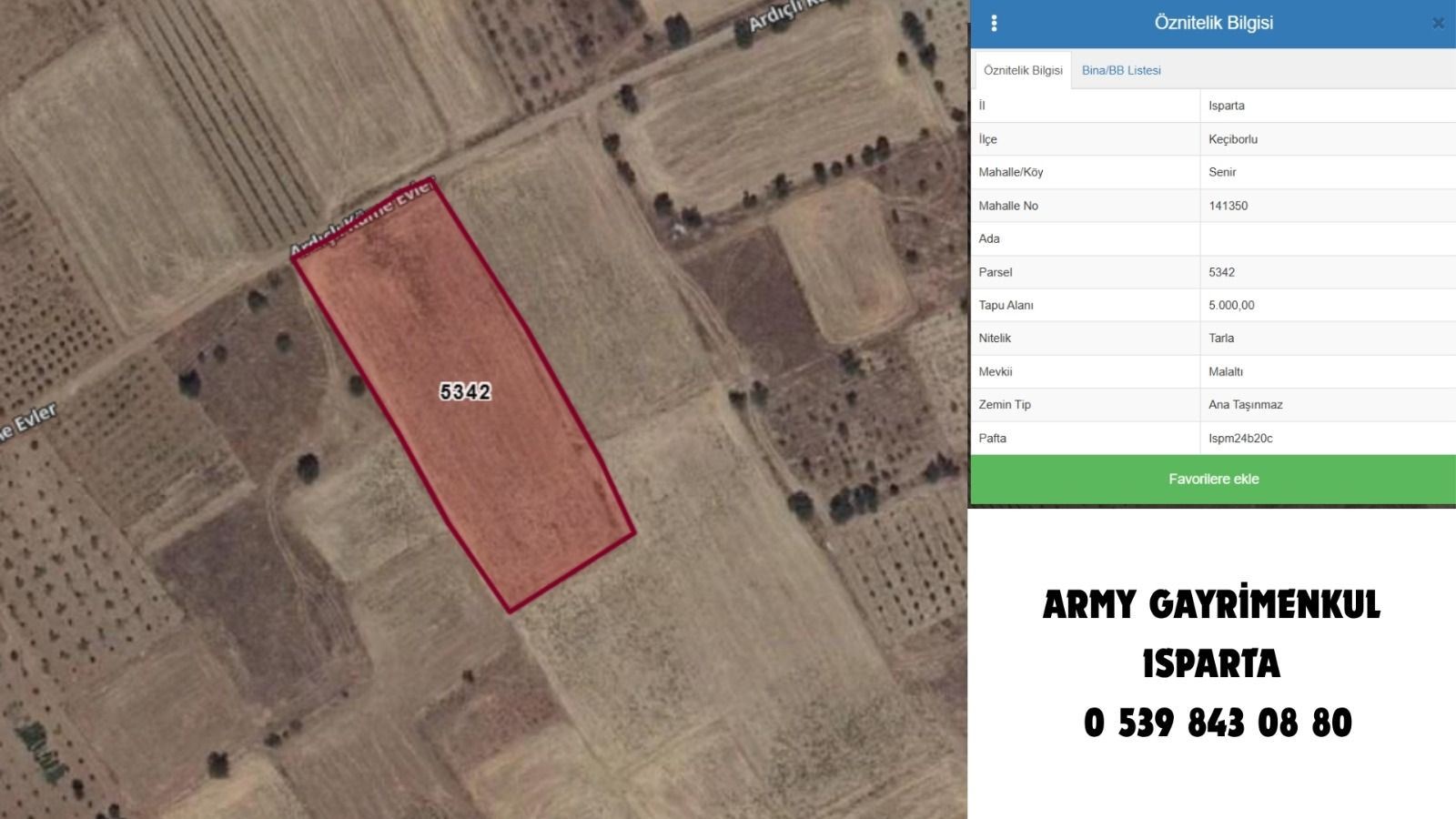 ısparta keçiborlu senirde satılık kupon tarla - 2