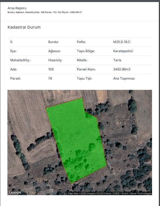 ✨ kaçırılmayacak fırsat! burdur ağlasun hisar köyünde satılık tarla ✨
