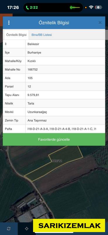 Burhaniye Kızıklı Mah`daTarla. - 2